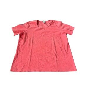 Talbots Womens Tshirt Pink Size 1X Plus Short Sleeve Square Neck Minimalist Tee